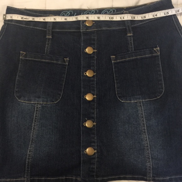 Rebel by Right Button Snap Denim Mini Skirt Sz 9 - Picture 3 of 5